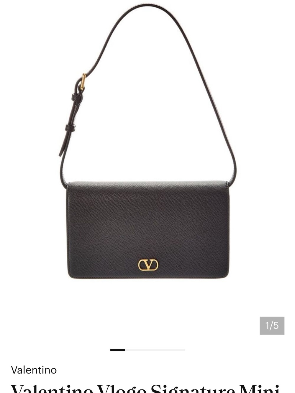 Valentino Black Shoulder Bag with Gold V Logo